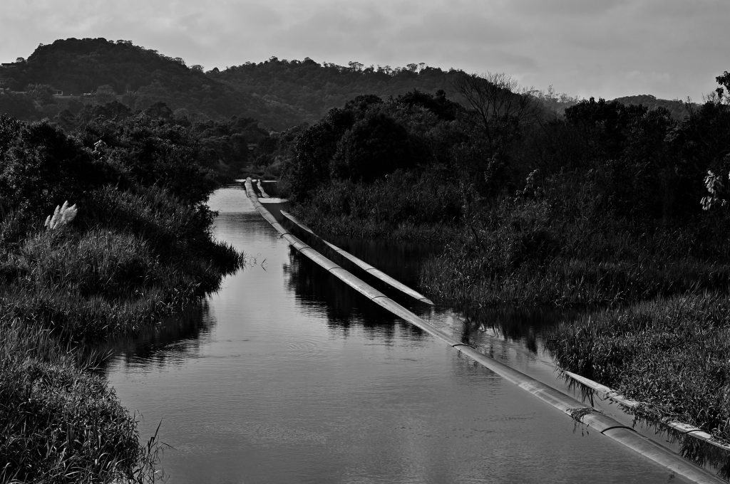 Imagem em preto e branco da bacia hidrográfica Rio Grande