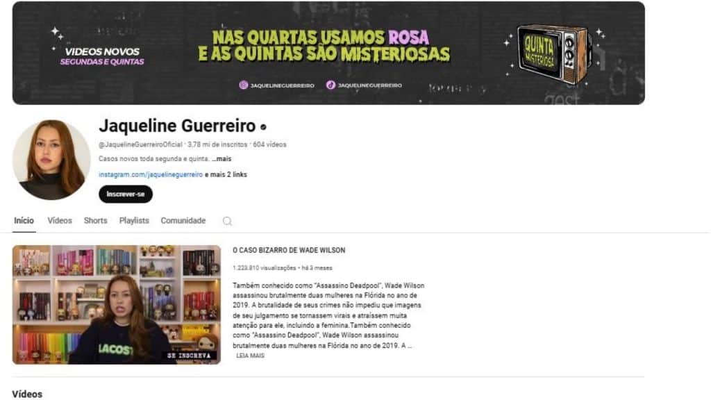 Canal Jaqueline Guerreiro Imagem Reprodução YouTube