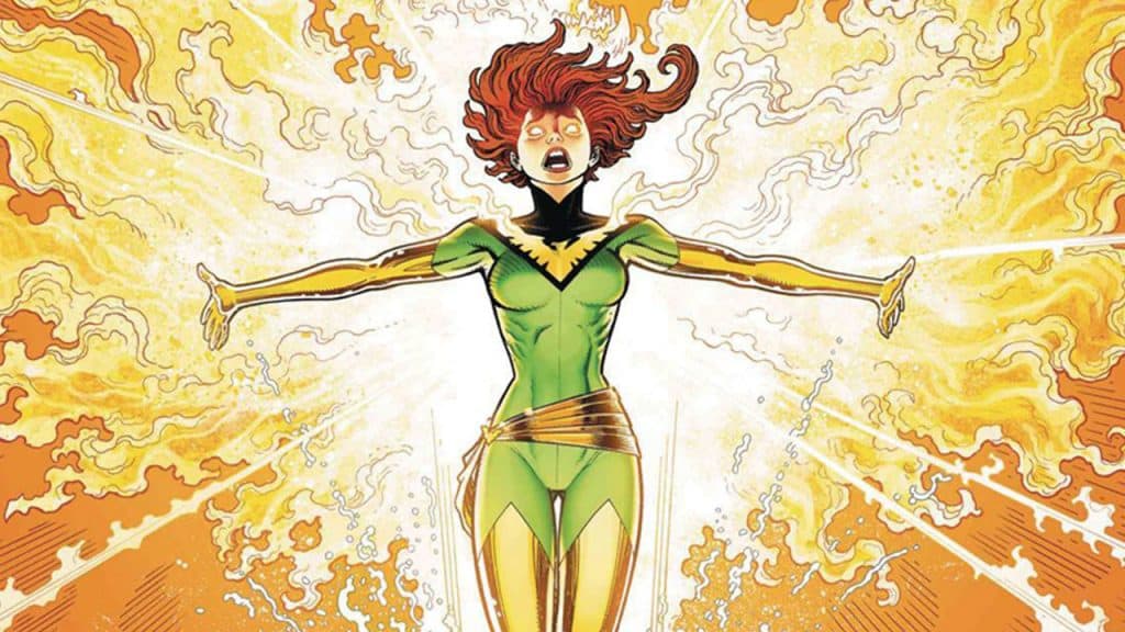 Jean Grey fênix negra utilizando seus poderes