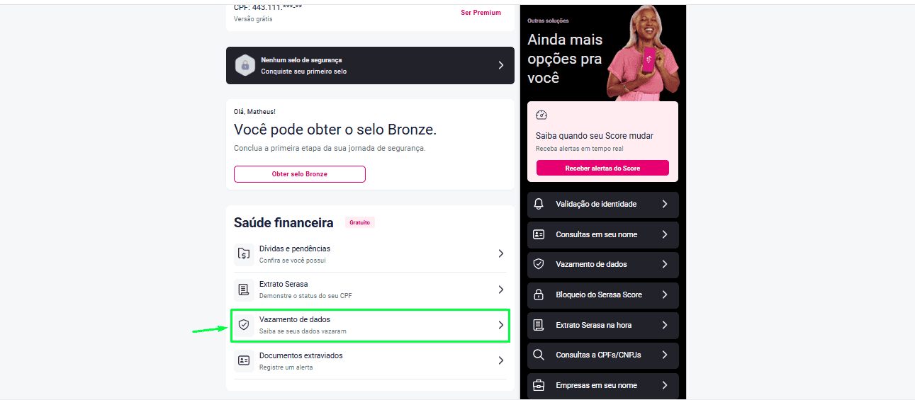 Passo 12 para utilizar o Serasa e verificar o CPF