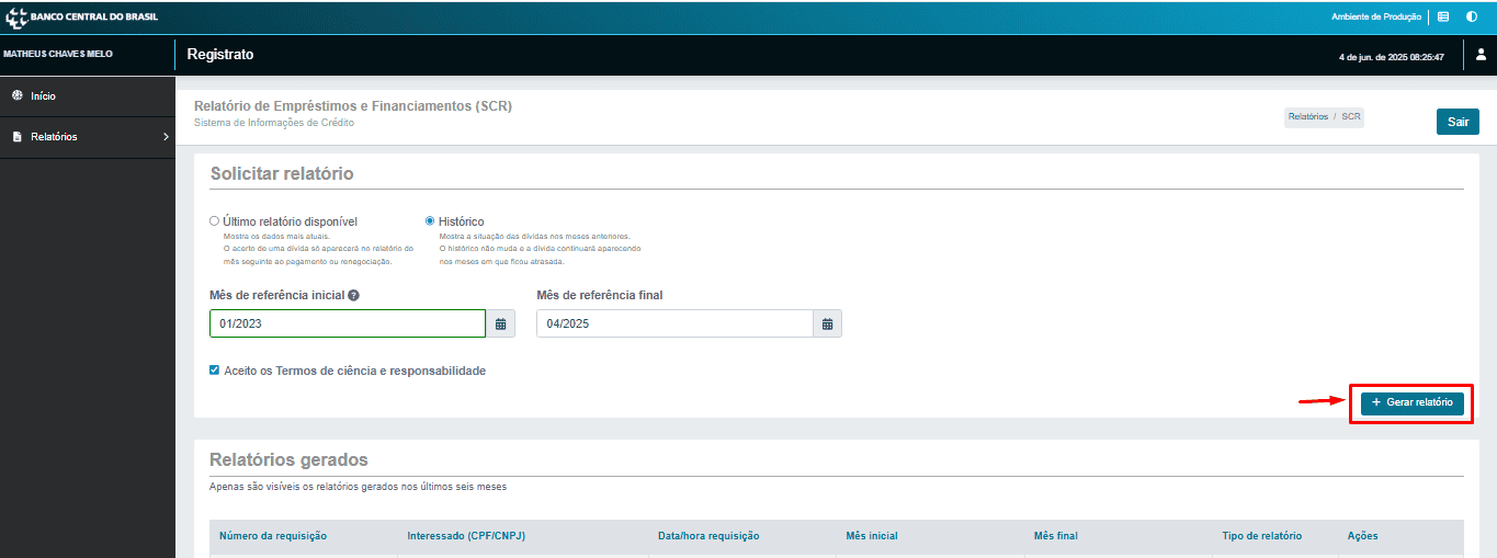 Passo 5 para utilizar o Registrato