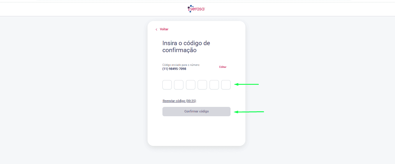 Passo 8 para utilizar o Serasa e verificar o CPF