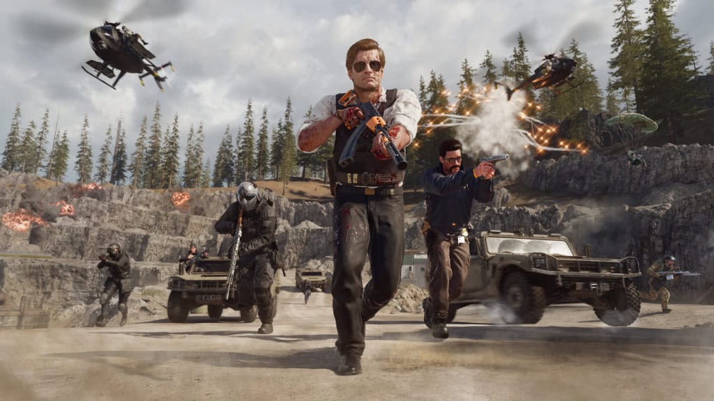 Equipe avançando contra inimigos no jogo