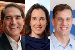 Os CEOs da Coca-Cola, Amazon Brasil e Visa Brasil, respectivamente: Henrique Braun, Juliana Sztrajtman e Rodrigo Cury